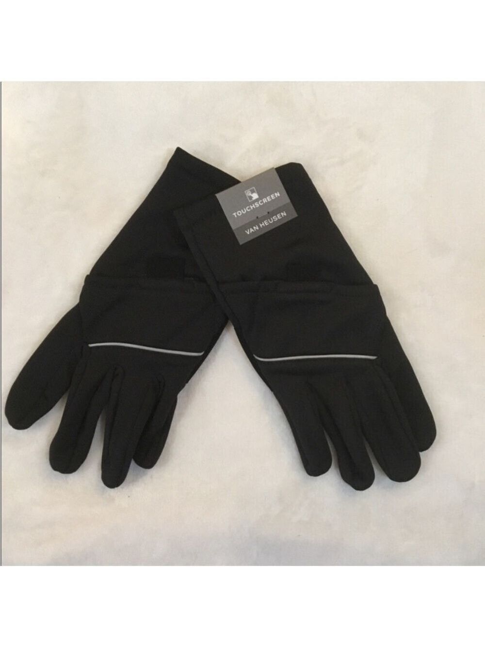 Men's Van Heusen Touchscreen Gloves with Pocket Black Silver Large/XL